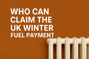 Who can claim the UK Winter Fuel Payments illustrated with a cream radiator and warm knitted orange background.