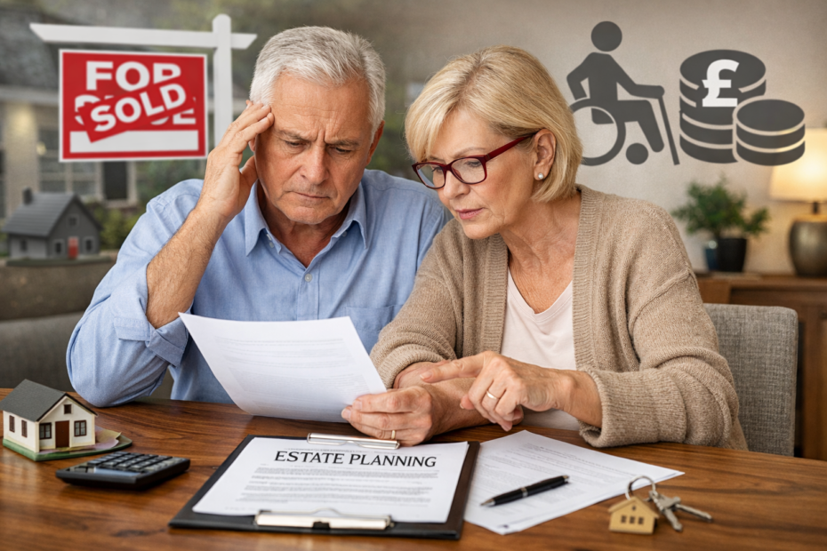 Older couple reviewing estate planning documents to avoid the risks of Mirrored Wills and protect their home