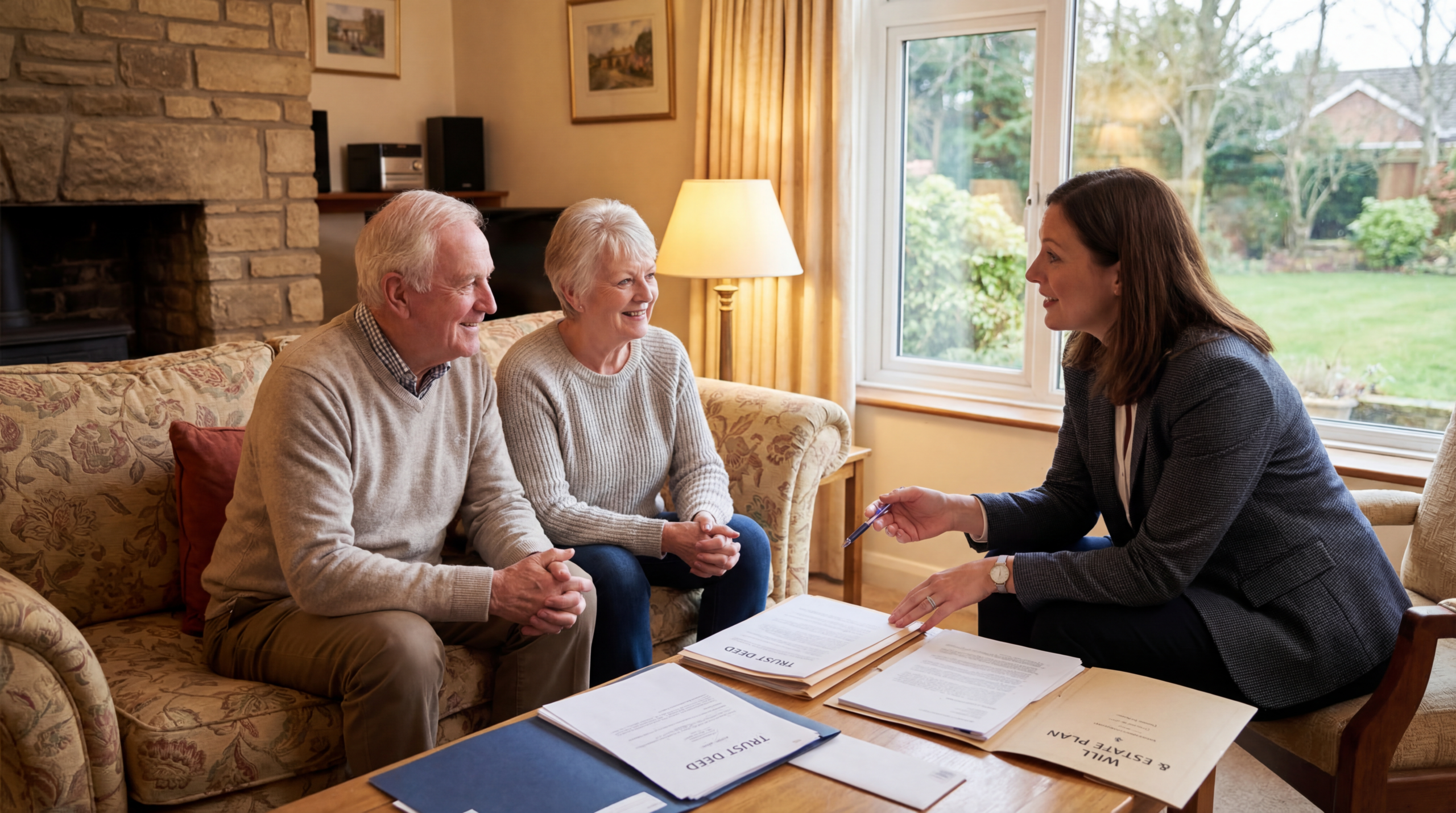 Elderly couple discussing disadvantages of a Capital Protection Trust with an advisor