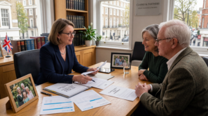 Estate planner helping a couple review their will and estate planning documents to avoid costly mistakes