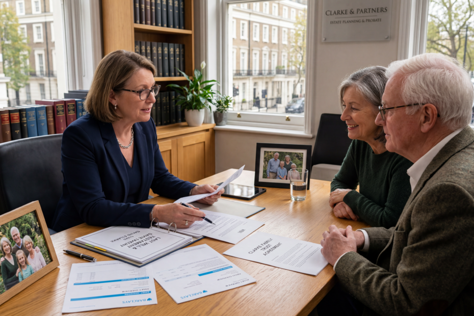 Estate planner helping a couple review their will and estate planning documents to avoid costly mistakes