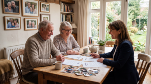 A family discussing estate planning with a professional adviser to protect their loved ones and future generations