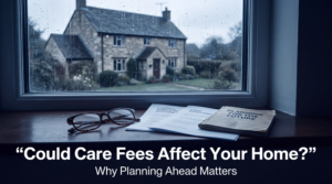 Family home and care planning documents illustrating how future care fees could affect a homeowner's property