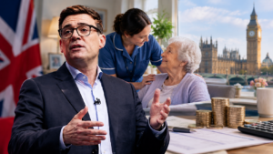Andy Burnham discussing free personal care and remaining care home costs